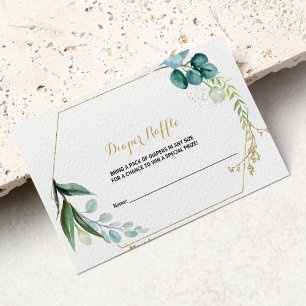 Goud en Groen Eucalyptus Luier Raffle Informatiekaartje