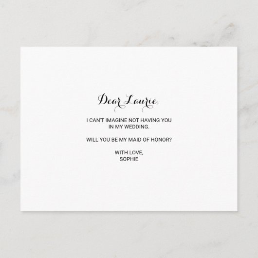 Goud en Groen Eucalyptus Maid of Honor Uitnodiging Briefkaart (Achterkant)