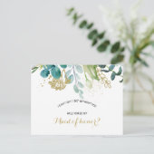  Goud en Groen Eucalyptus Maid of Honor Uitnodiging Briefkaart (Staand voorkant)