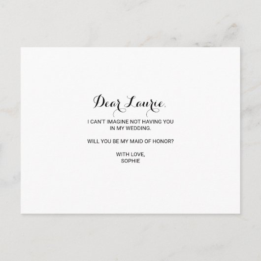  Goud en Groen Eucalyptus Maid of Honor Uitnodiging Briefkaart (Achterkant)