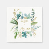 Goud en Groen Eucalyptus Trouwservet Servet (Voorkant)