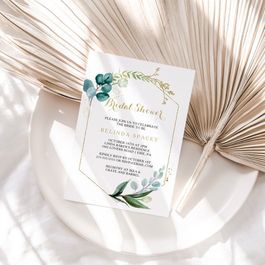  Goud en Groen Eucalyptus Vrijgezellenfeest Kaart