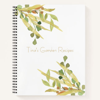 Goud en groen Foliage Recept Organizer Notitieboek