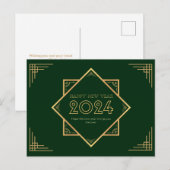 Goud en groen Gelukkig Nieuwjaar 2024 Briefkaart (Voorkant / Achterkant)