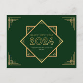 Goud en groen Gelukkig Nieuwjaar 2024 Briefkaart (Voorkant)