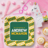 Goud en Groen Gepersonaliseerd Afstuderen Papieren Bordje (Feest)