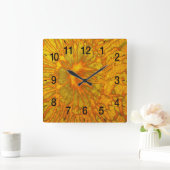 Goud en groen geplat textuur met een abstract deel vierkante klok (Huis)