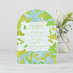 Goud en groen Ginkgo Tree Leaves Wedding Kaart
