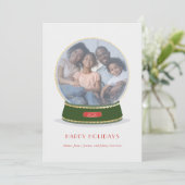 Goud en Groen Glimmer Sneeuw Wereldbol Vakantie Ka Aankondiging (Staand voorkant)