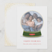 Goud en Groen Glimmer Sneeuw Wereldbol Vakantie Ka Aankondiging (Voorkant / Achterkant)