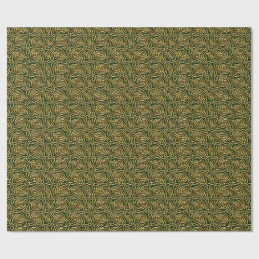 Goud en groen Keltisch Spiral knoopt pattern Cadeaupapier (Vlak)