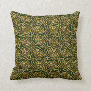 Goud en groen Keltisch Spiral knoopt pattern Kussen