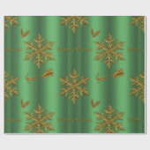 Goud en groen kerstfeest cadeaupapier (Vlak)