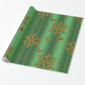 Goud en groen kerstfeest cadeaupapier (Uitgerold)