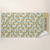 Goud en groen leder, oude naam of Initiaal-strand Strandlaken (Voorkant)