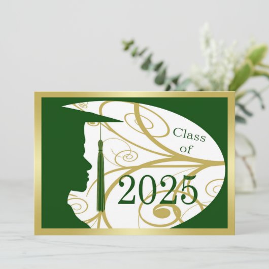 Goud en Groen Man Silhouet 2025 Kaart (Staand voorkant)