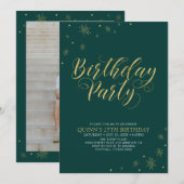 Goud en groen | Moderne grafische 25e verjaardag Kaart (Voorkant / Achterkant)