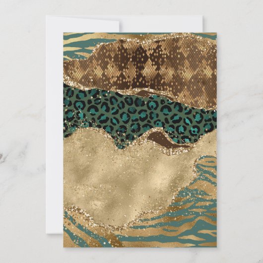 Goud en groen Oerwoud Safari & Glitter Wedding Kaart (Achterkant)