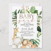 Goud en groen olievlek Baby shower Safari Kaart (Voorkant)