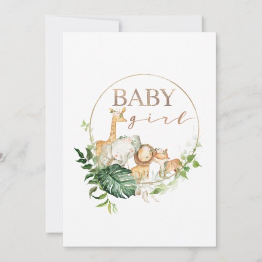 Goud en groen olievlek Baby shower Safari Kaart (Achterkant)
