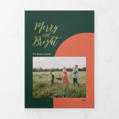 Goud en groen, rood | Fantastische en heldere kers Drieluik Wenskaart (Cover)