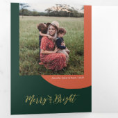 Goud en groen, rood | Fantastische en heldere kers Drieluik Wenskaart (Binnenzijde eerst)