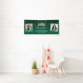 Goud en groen Roos 2 Foto van Birthday Quinceanera Spandoek (Insitu)