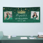 Goud en groen Roos 2 Foto van Birthday Quinceanera Spandoek (Beurs)