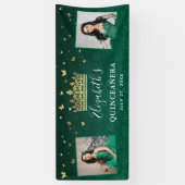 Goud en groen Roos 2 Foto van Birthday Quinceanera Spandoek (Verticaal)