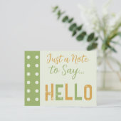 Goud en groen slechts een briefje om hallo te zegg briefkaart (Staand voorkant)