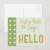 Goud en groen slechts een briefje om hallo te zegg briefkaart (Voorkant / Achterkant)