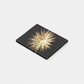 Goud en groen vuurwerk barst uit post-it® notes (Schuin)
