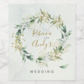 Goud en groen wijnlabel, boho bruiloft wijn etiket (Enkel label)