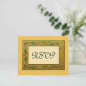 Goud en groene bloemen RSVP Groot (Staand voorkant)