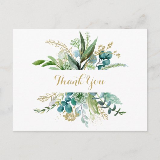 Goud en Groene Eucalyptus Dank U Briefkaart (Voorkant)