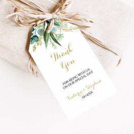 Goud en Groene Eucalyptus Dank U Cadeaulabel