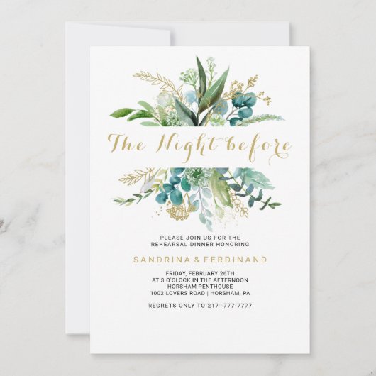  Goud en Groene Eucalyptus De Nacht Voor Kaart (Voorkant)