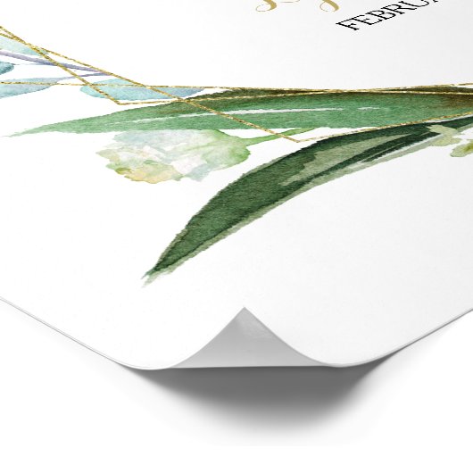  goud en groene eucalyptus welkomstbruiloft poster (Hoek)
