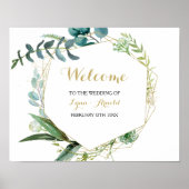  goud en groene eucalyptus welkomstbruiloft poster (Voorkant)