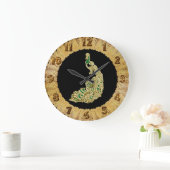 Goud en groene pauw helder grote klok (Huis)