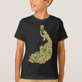 Goud en groene pauw helder t-shirt (Voorkant)