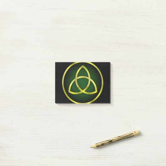 goud en groene triquetra post-it® notes (Op bureau)
