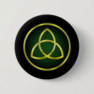 goud en groene triquetra ronde button 5,7 cm