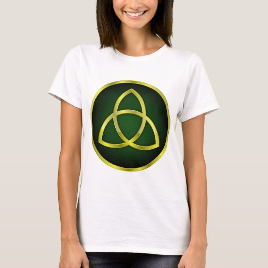 goud en groene triquetra t-shirt (Voorkant)