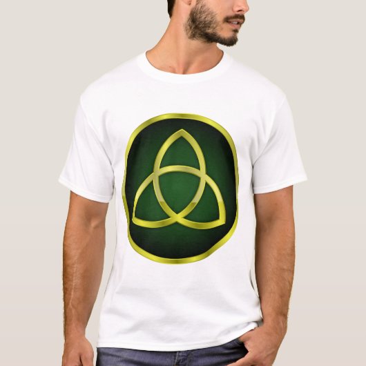 goud en groene triquetra t-shirt (Voorkant)