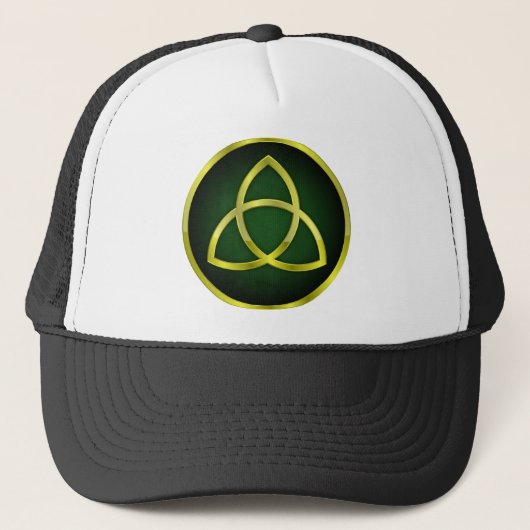 goud en groene triquetra trucker pet (Voorkant)