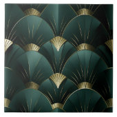 Goud en Groene Ventilator, Art Deco, Metallic Stij Tegeltje (Voorkant)