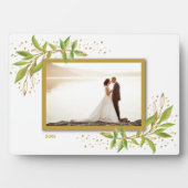 Goud en groene Waterverf Foliage Foto Easel Fotoplaat (voorkant)