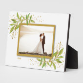 Goud en groene Waterverf Foliage Foto Easel Fotoplaat (Zijkant)