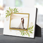 Goud en groene Waterverf Foliage Foto Easel Fotoplaat<br><div class="desc">De plaatjes van de tablet voorzien van een ingebouwd easel zijn voorzien van uw favoriete foto voorzien van prachtige waterverf groene bladeren, gouden bladeren en stippen. VERANDERT de datum naar het huidige jaar of u kunt deze verwijderen of meer informatie toevoegen. Geweldig als geschenk of om je favoriete foto in...</div>